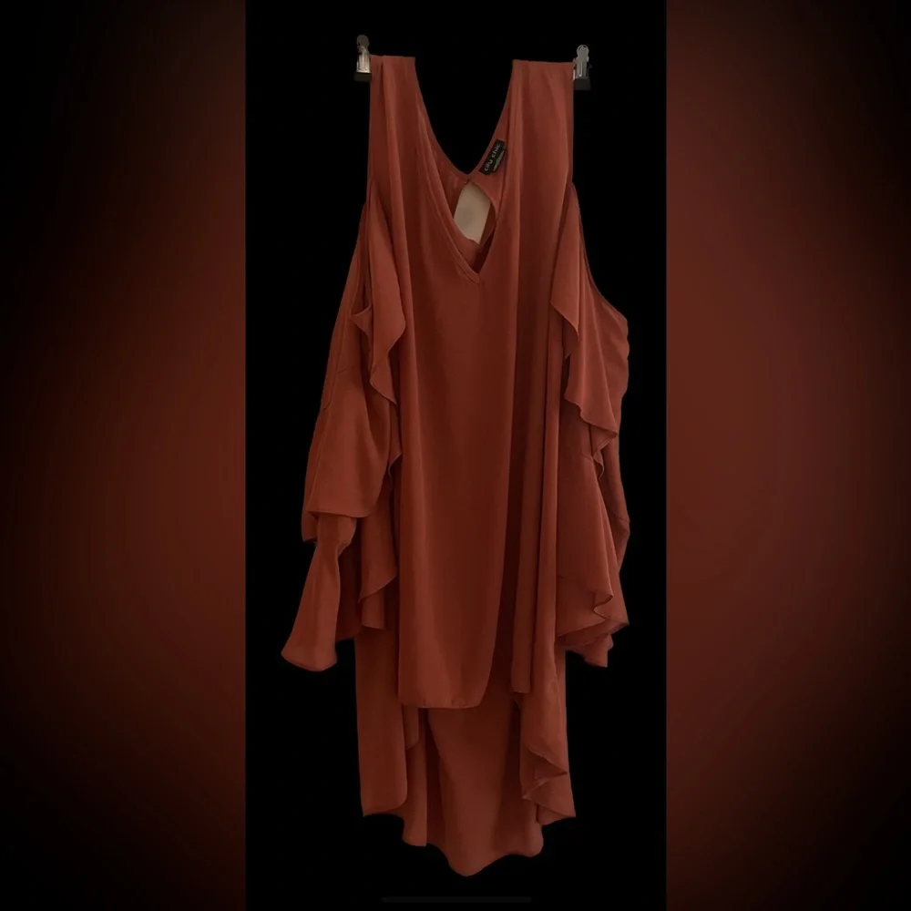 City Chic High-Low Cold Shoulder Chiffon Tunic Plus Size 22 - Picture 4 of 5